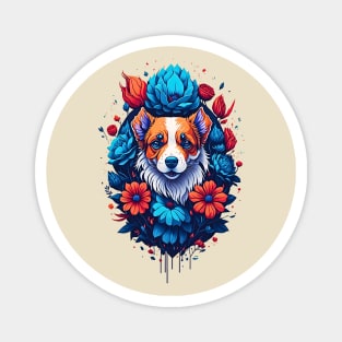 Cute puppy floral retro design Magnet